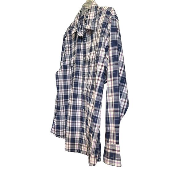 WRANGLER LONG SLEEVE WESTERN SHIRT, MENS, XXL, GREY LAVENDER WHITE PLAID - Picture 3 of 12
